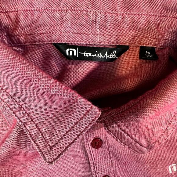 Travis Mathew Mens Collared Short Sleeve Golf Polo Shirt Heather Red Medium - Picture 7 of 10